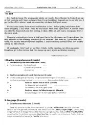 English Worksheet: end of term test for 8th form tunisian prep school