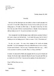 English Worksheet: A letter to Lily