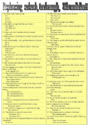 English Worksheet: Rephrasing,              too/enough,so/such,                      8th. worksheet 