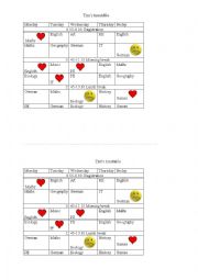 A students timetable