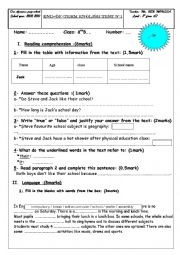 English Worksheet: 8 th form end term test n1