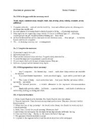 English Worksheet: Lexical-Grammar test