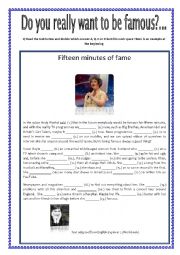 English Worksheet: Do you really want to be famous? Susan Boyles story- Simple Past Revision with KEY 