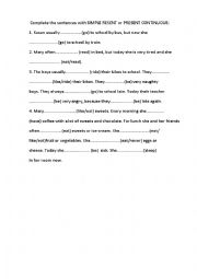 English Worksheet: Present Simple and Present Continous