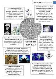 English Worksheet: December 21st END OF THE WORLD