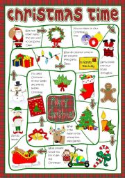 English Worksheet: Christmas time - board game