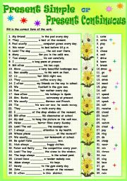 English Worksheet: Present Simple or Present Continuous