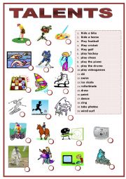 English Worksheet: Talents matching exercise