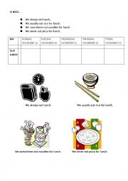 English Worksheet: always/never schedule 