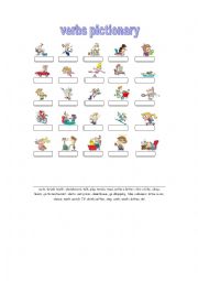 English Worksheet: verbs pictionary