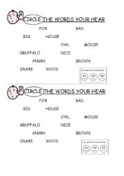 English Worksheet: GRUFFALO characters - circle the words you hear
