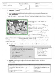 English Worksheet: Test + Listening