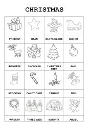 English Worksheet: Christmas pictionary