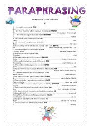 English Worksheet: Paraphrasing for upper intermediate students 2012