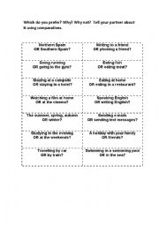 English Worksheet: Comparatives - speaking activity