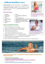 English Worksheet: Bethany Hamiltons story