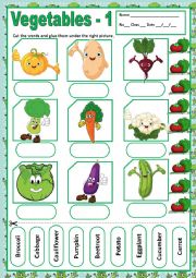 English Worksheet:  VEGETABLES  1- MATCHING