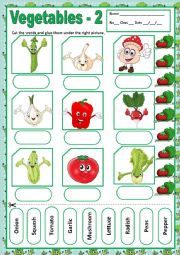 English Worksheet: VEGETABLES  2- MATCHING