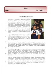 English Worksheet: Gender discrimination /Discrimination against women