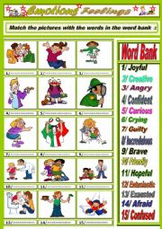 English Worksheet: Emotions/Feelings  part one + Key