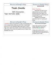 English Worksheet: Hurricane Sandy Discussion Cards