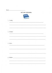 English Worksheet: Dictionary Practice