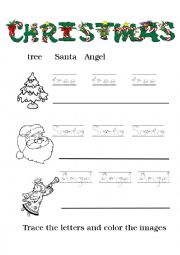 English Worksheet: Trace letters and color