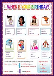 English Worksheet: when is you birthday?