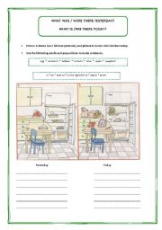 English Worksheet: There is/are/was/were