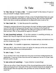 English Worksheet: To take - different phrasal verbs with take