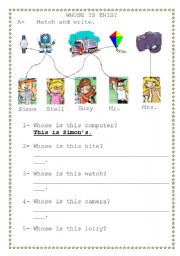 English Worksheet: whose is this?