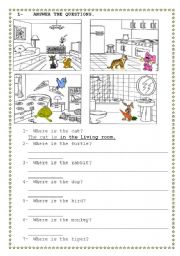 English Worksheet: where are the animals