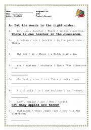 English worksheet: there is there are