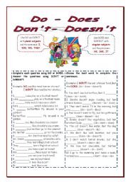 English Worksheet: Do - Does - Dont - Doesnt