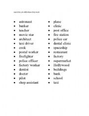 English Worksheet: Job and location matching and unscramble