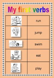 English worksheet: My first verbs