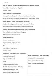 English worksheet: ANIMAL BEATBOX 122 ANIMALS SONG / FILM  AWESOME !!!!