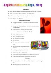 English Worksheet: English relationship slang or lingo