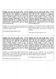 English Worksheet: Role play cards on genetic engineering- II