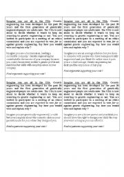 English Worksheet: Role play cards on genetic engineering- III