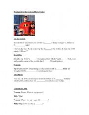 Worksheet for trailer of the Incredibles movie 