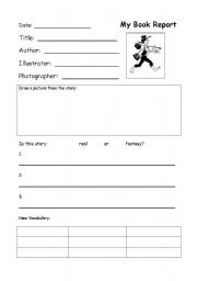 English worksheet: Book Report Template