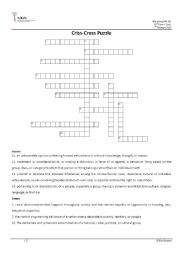 English worksheet: Vocabulary Criss-Cross Puzzle B