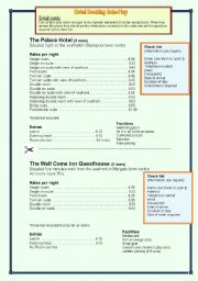 English Worksheet: Hotel Reservation Role Play