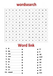 English worksheet: wordlink and wordsearch