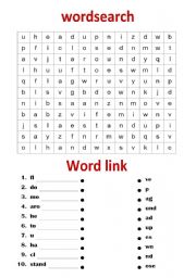 English Worksheet: wordlink and wordsearch