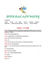 English Worksheet: PETER PAN AND WENDY - play script 