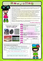 English Worksheet: Recycling 