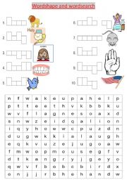 English Worksheet: wordshape and wordsearch