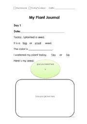 English worksheet: My plant journal